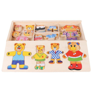 EcoToys Rompecabezas de Ropa de Cerveza de Dibujos Animados | Juego Educativo de Madera - Aprende con Cambios de Ropa